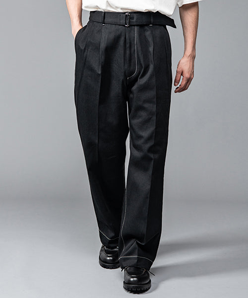 MR.OLIVE / 10oz ALL SEASON DENIM / BELTED WIDE STRAIGHT PANTS