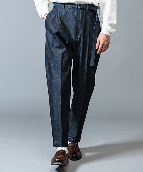 MR.OLIVE / 10oz ALL SEASON DEINIM / BELTED WIDE TAPERED PANTS