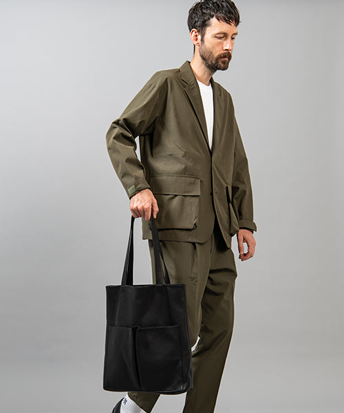 MR.OLIVE E.O.I / WATER PROOF WASHABLE LEATHER / GUSSET POCKET TOTE BAG