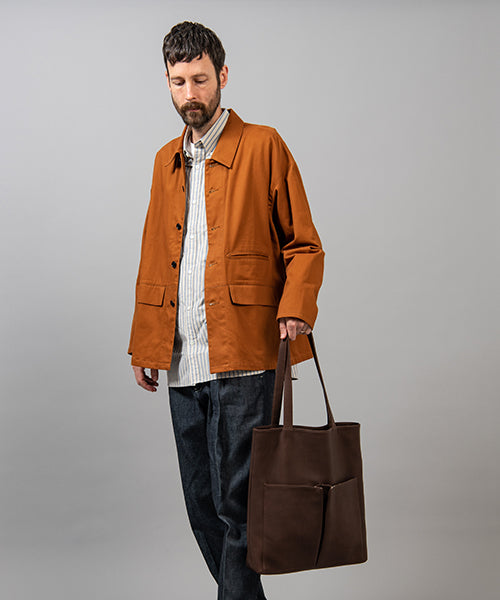 MR.OLIVE E.O.I / WATER PROOF WASHABLE LEATHER / GUSSET POCKET TOTE BAG
