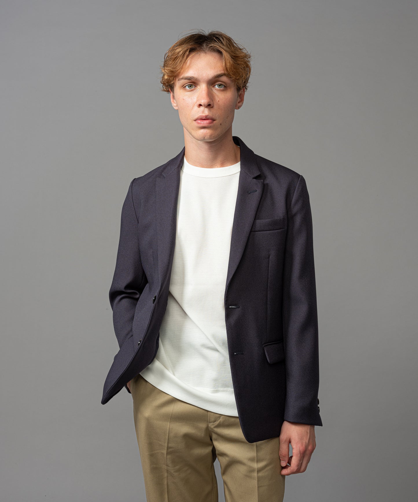 MR.OLIVE / RETRO POLYESTER TWILL / 2B SEMI PEAKED LAPEL JACKET