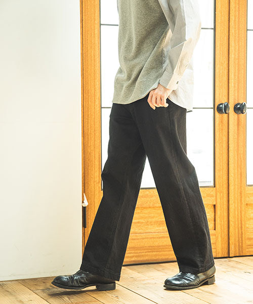 SUPER STRETCH DENIM / SILICON DYED WIDE STRAIGHT PANTS