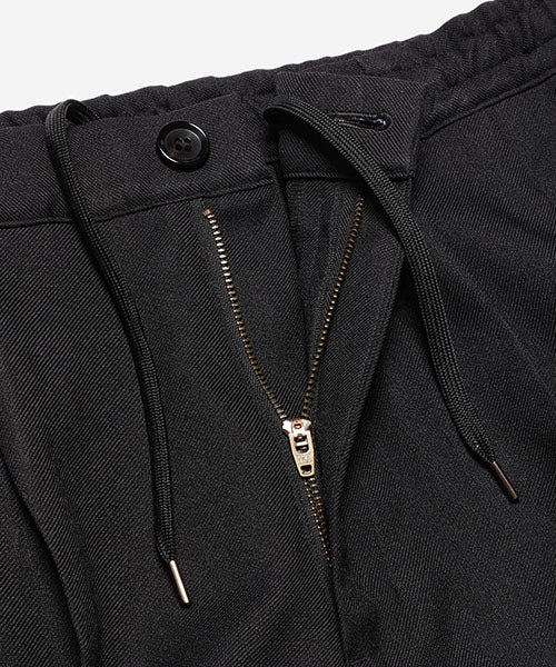 RETRO POLYESTER TWILL / EASY TWO PLEATS STA-PREST WIDE PANTS