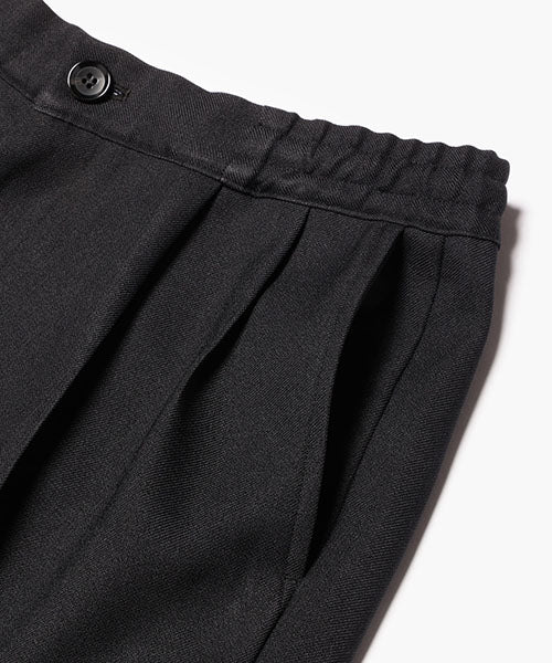 RETRO POLYESTER TWILL / EASY TWO PLEATS STA-PREST WIDE PANTS