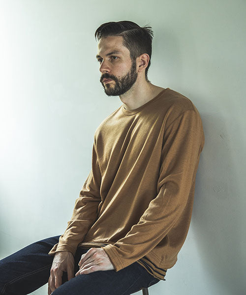 WASHABLE WOOLY COMBI BORDER / SLANT LAYERED SHIRT
