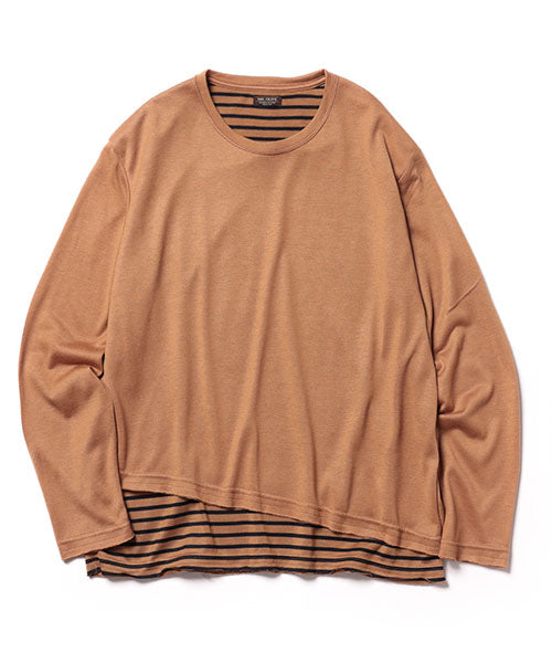 WASHABLE WOOLY COMBI BORDER / SLANT LAYERED SHIRT