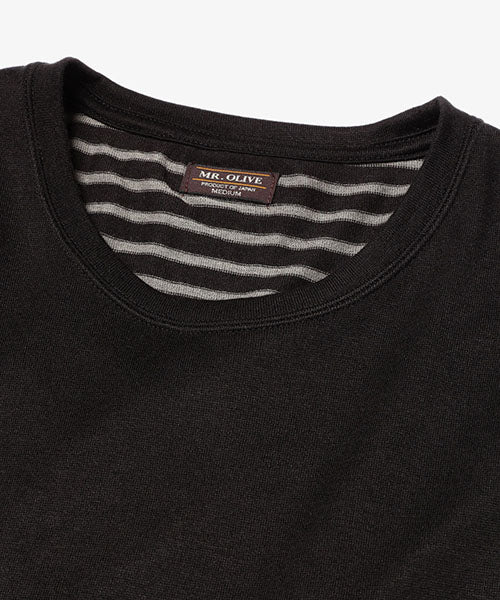 WASHABLE WOOLY COMBI BORDER / SLANT LAYERED SHIRT