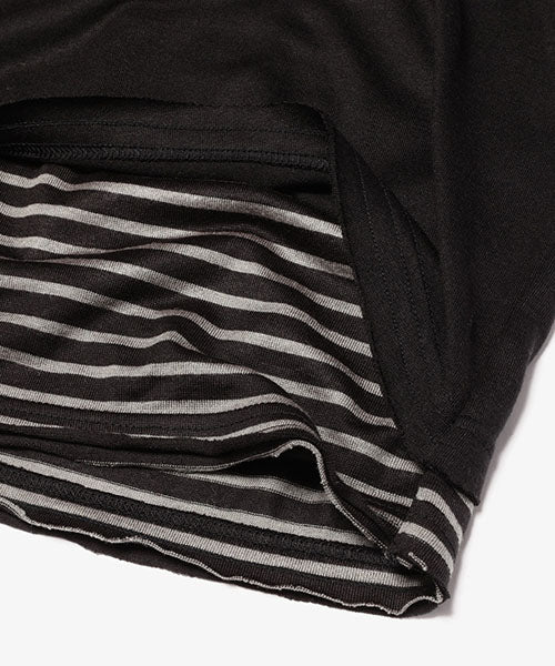 WASHABLE WOOLY COMBI BORDER / SLANT LAYERED SHIRT