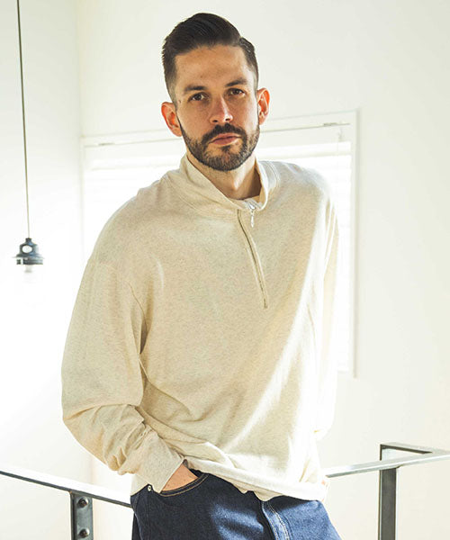 SUPER LIGHT GAUZE URAKE / HALF ZIP SWEAT SHIRT