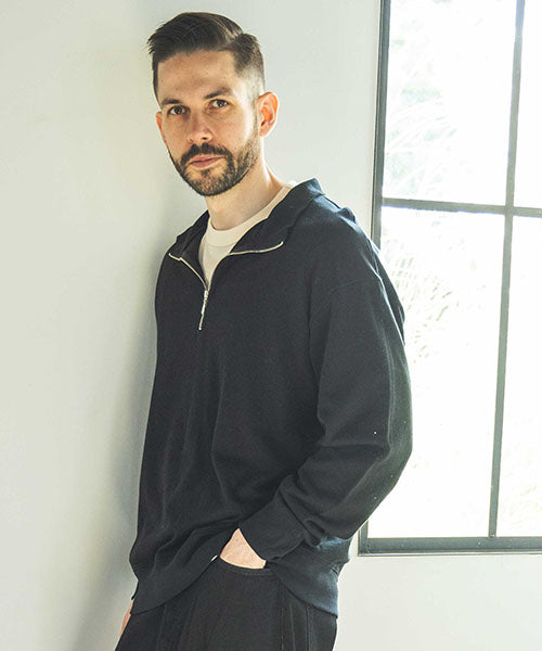SUPER LIGHT GAUZE URAKE / HALF ZIP SWEAT SHIRT