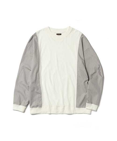 MIX MATERIAL / CREW NECK SHIRT