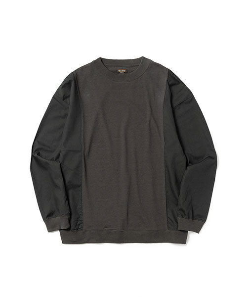 MIX MATERIAL / CREW NECK SHIRT