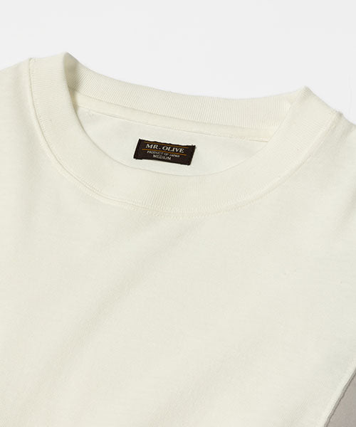 MIX MATERIAL / CREW NECK SHIRT