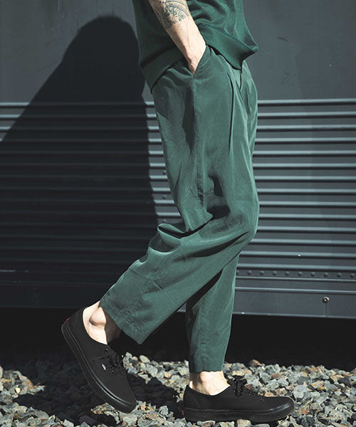 T/R POWDER CLOTH / 2TACK WIDE EASY PANTS