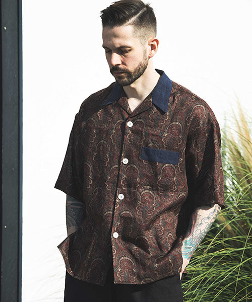PAISLEY LINEN / CLASSIC OPEN COLLAR SHIRT