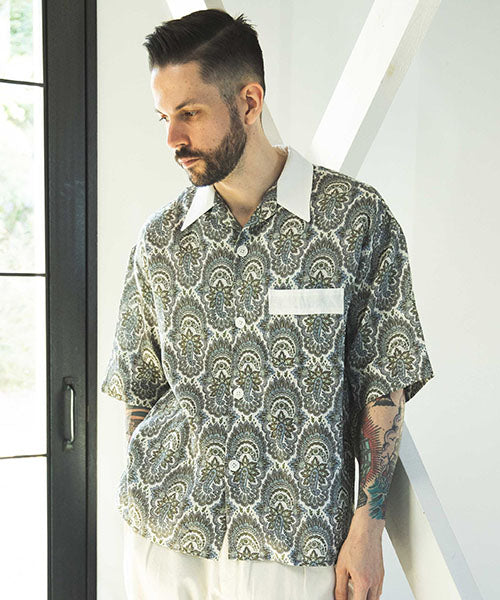 PAISLEY LINEN / CLASSIC OPEN COLLAR SHIRT