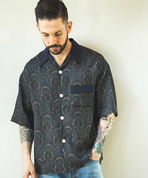 PAISLEY LINEN / CLASSIC OPEN COLLAR SHIRT