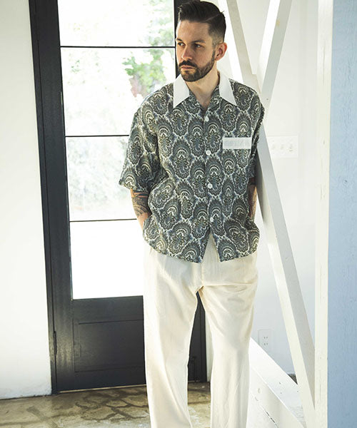 PAISLEY LINEN / CLASSIC OPEN COLLAR SHIRT