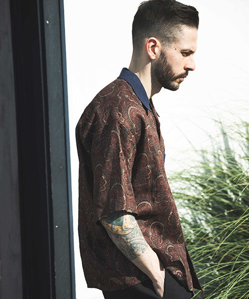 PAISLEY LINEN / CLASSIC OPEN COLLAR SHIRT
