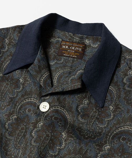 PAISLEY LINEN / CLASSIC OPEN COLLAR SHIRT