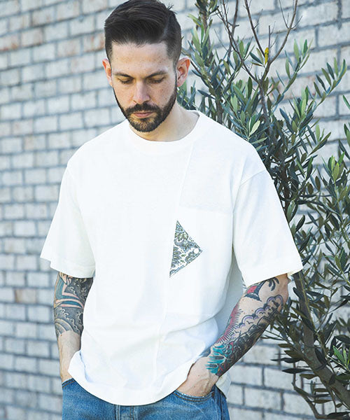 PAISLEY LINEN / CHEST POCKET T-SHIRT