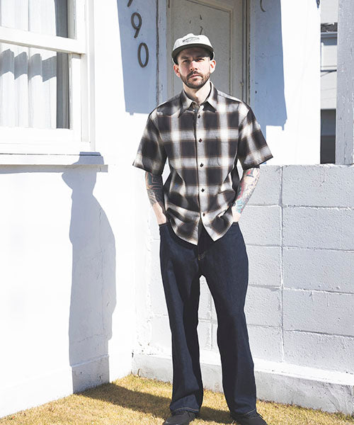 ORGANIC COTTON OMBRE CHECK / REGULAR COLLAR S/S SHIRT