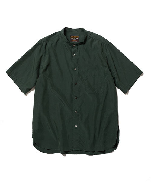 T/R POWDER CLOTH / BAND COLLAR S/S SHIRT