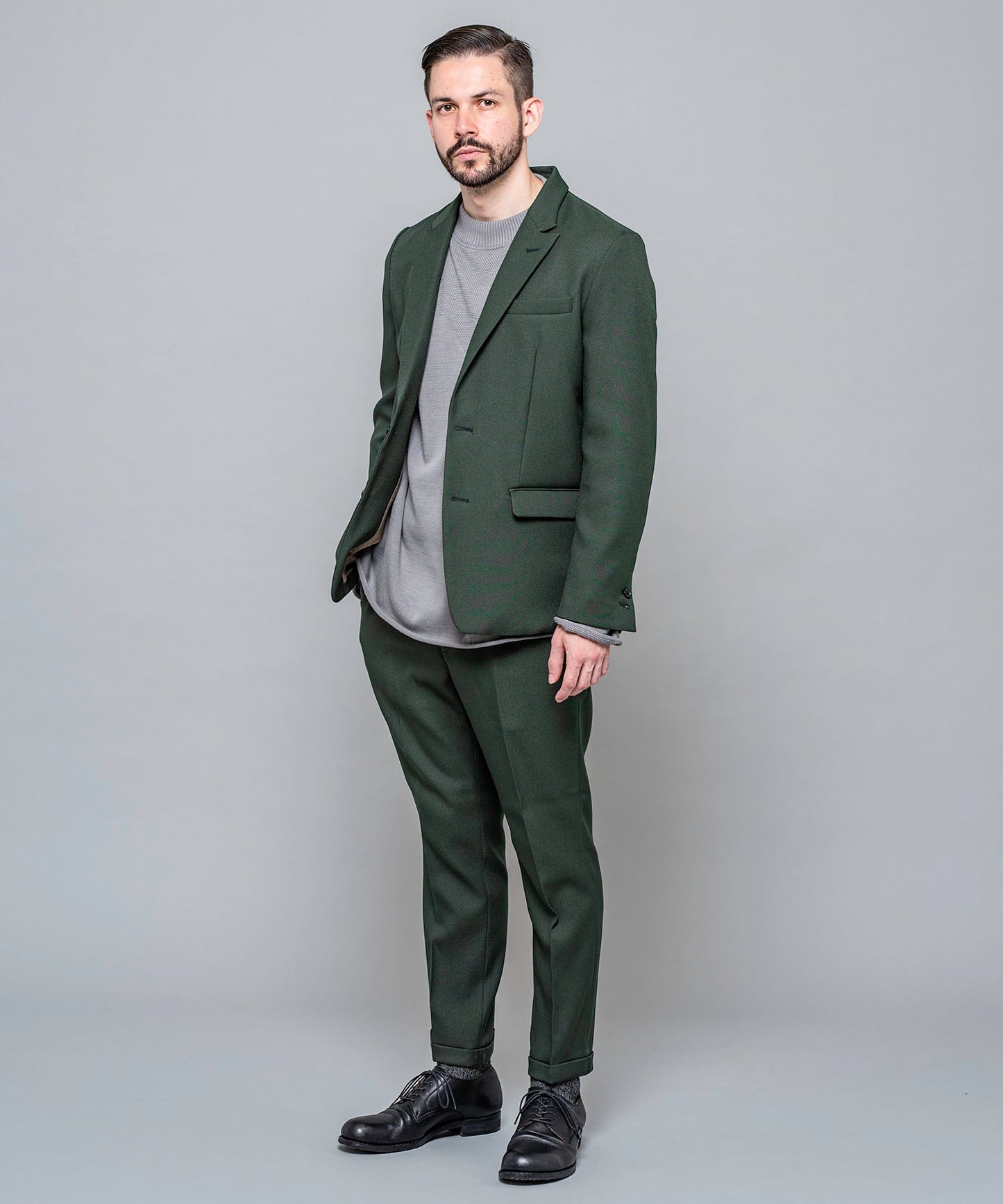 MR.OLIVE / RETRO POLYESTER TWILL / 2B SEMI PEAKED LAPEL JACKET