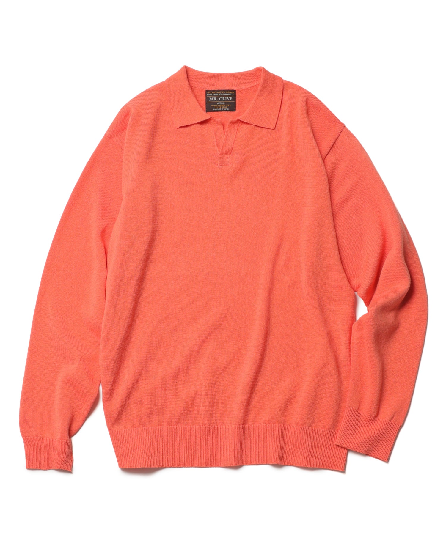 MROLIVE / LINEN & COTTON YARN KNIT / L/S SKIPPER POLO SHIRT