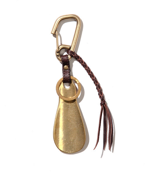 MR.OLIVE E.O.I POLISHED STEER LEATHER / BRASS SHOE HORN KEY RING