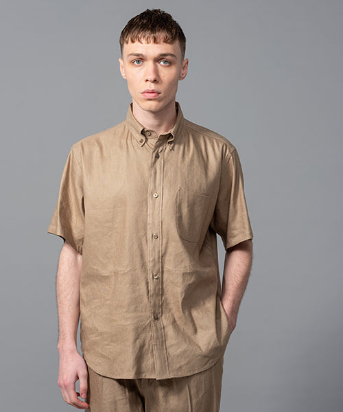 MR.OLIVE / LINEN & RAYON STRETCH CLOTH / SHORT SLEEVE BUTTON DOWN SHIRT