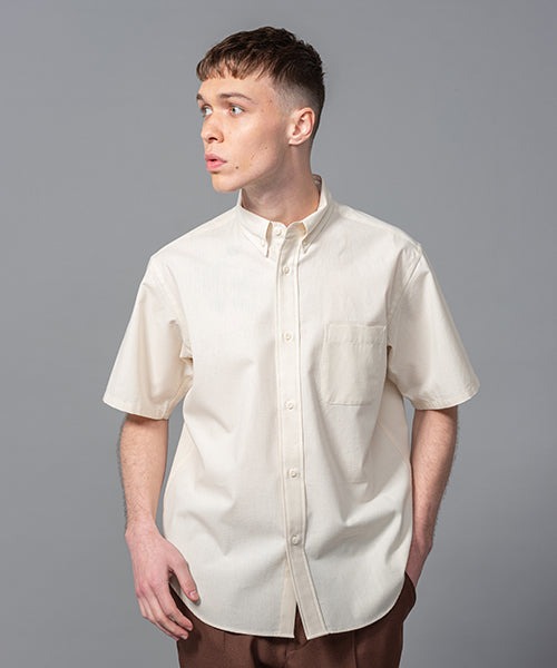 MR.OLIVE / LINEN & RAYON STRETCH CLOTH / SHORT SLEEVE BUTTON DOWN SHIRT
