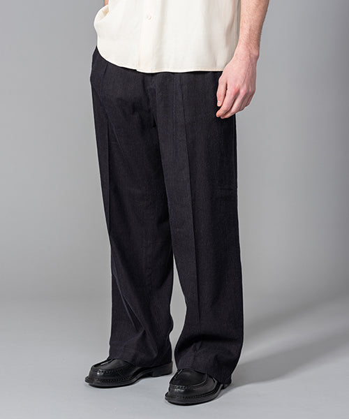 MR.OLIVE / LINEN & RAYON STRETCH CLOTH / 2 TUCK WIDE EASY PANTS