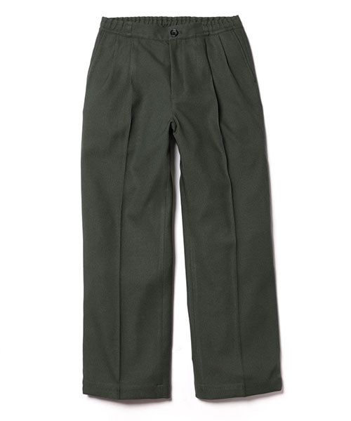 RETRO POLYESTER TWILL / EASY TWO PLEATS STA-PREST WIDE PANTS