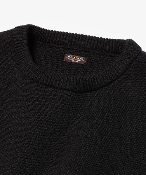 12G POLYESTER KNIT / LINKS JACQUARD CREW NECK SWEATER
