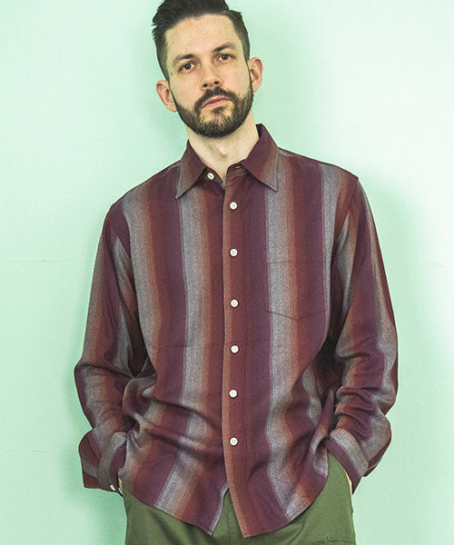 RAYON TWILL STRIPE / REGULAR COLLAR SHIRT