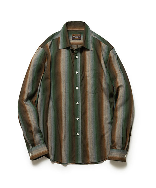 RAYON TWILL STRIPE / REGULAR COLLAR SHIRT