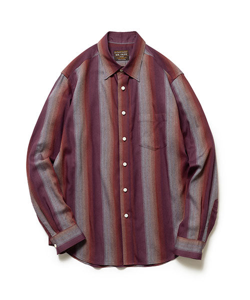 RAYON TWILL STRIPE / REGULAR COLLAR SHIRT