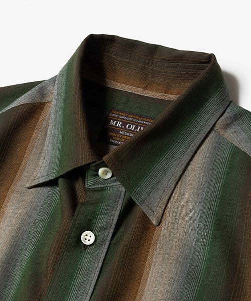 RAYON TWILL STRIPE / REGULAR COLLAR SHIRT