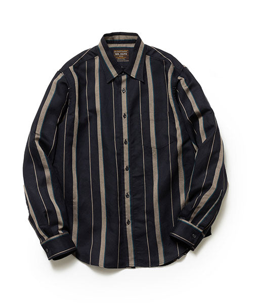 LYOCELL LINEN BLEND MULTI STRIPE / REGULAR COLLAR SHIRT