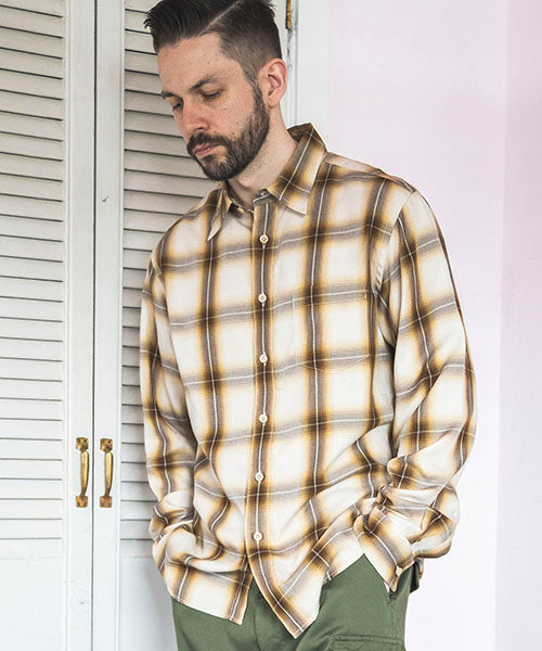 TENCEL OMBRE CHECK / REGULAR COLLAR SHIRT