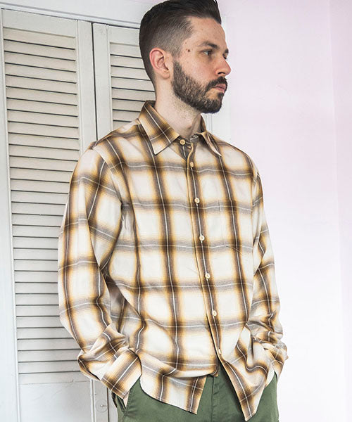 TENCEL OMBRE CHECK / REGULAR COLLAR SHIRT