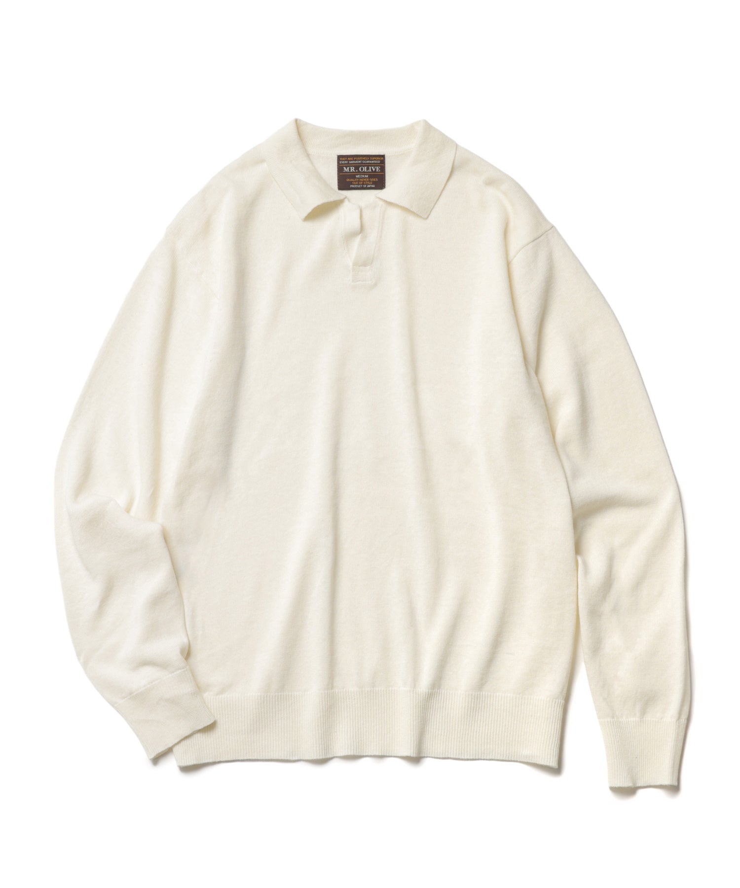 MROLIVE / LINEN & COTTON YARN KNIT / L/S SKIPPER POLO SHIRT – Mr