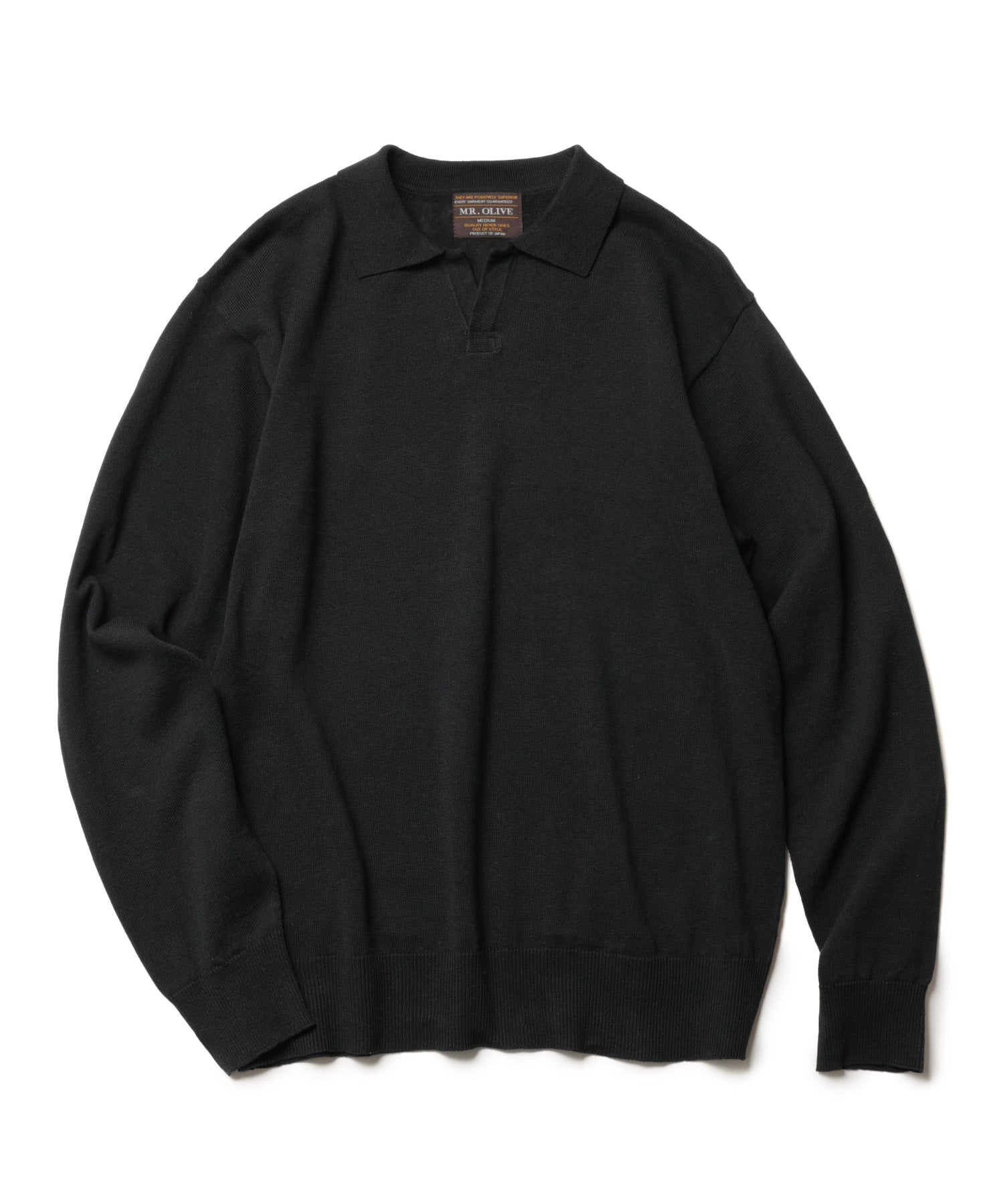 MROLIVE / LINEN & COTTON YARN KNIT / L/S SKIPPER POLO SHIRT