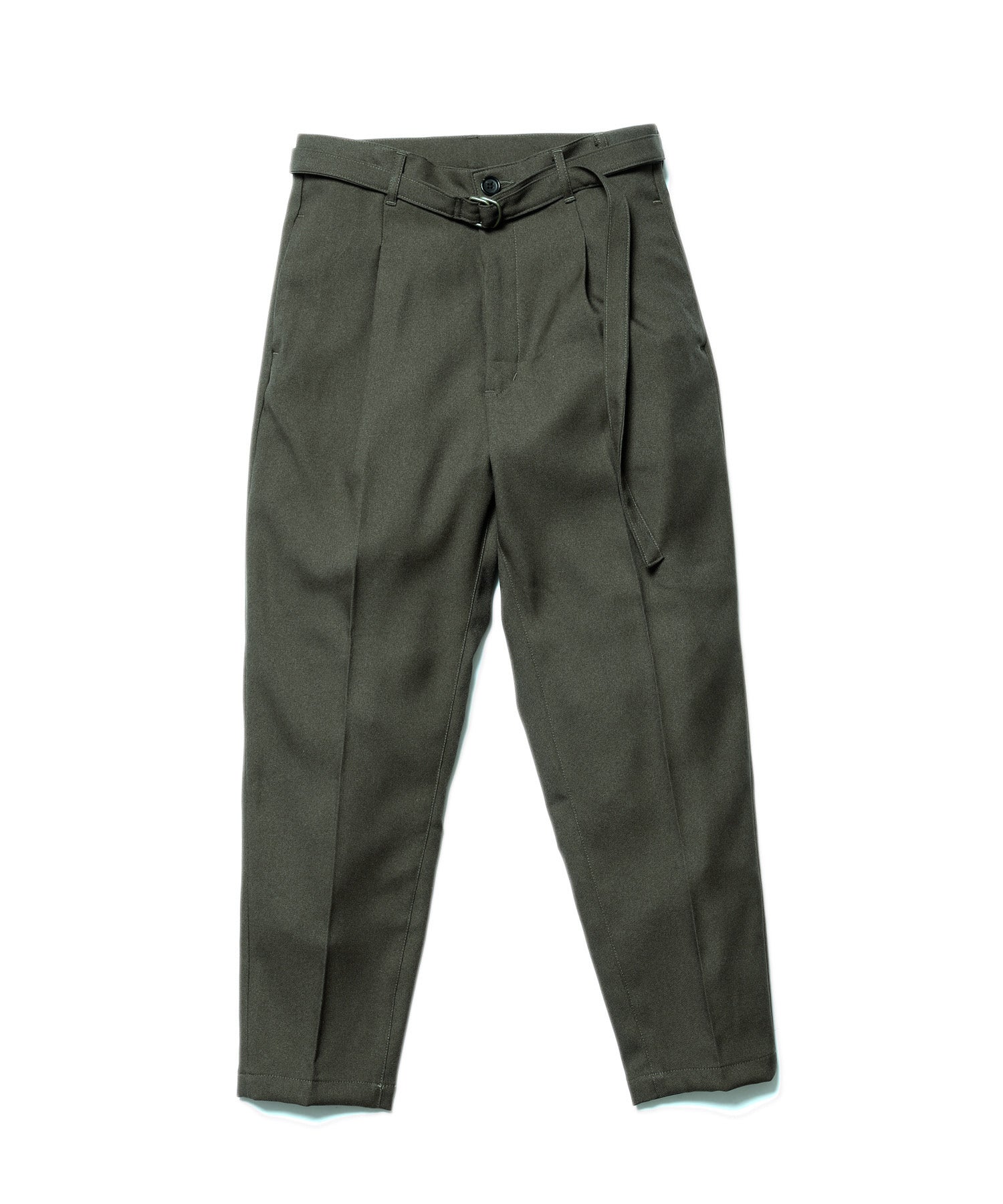 MR.OLIVE / RETRO POLYESTER TWILL / BELTED WIDE TAPERED PANTS